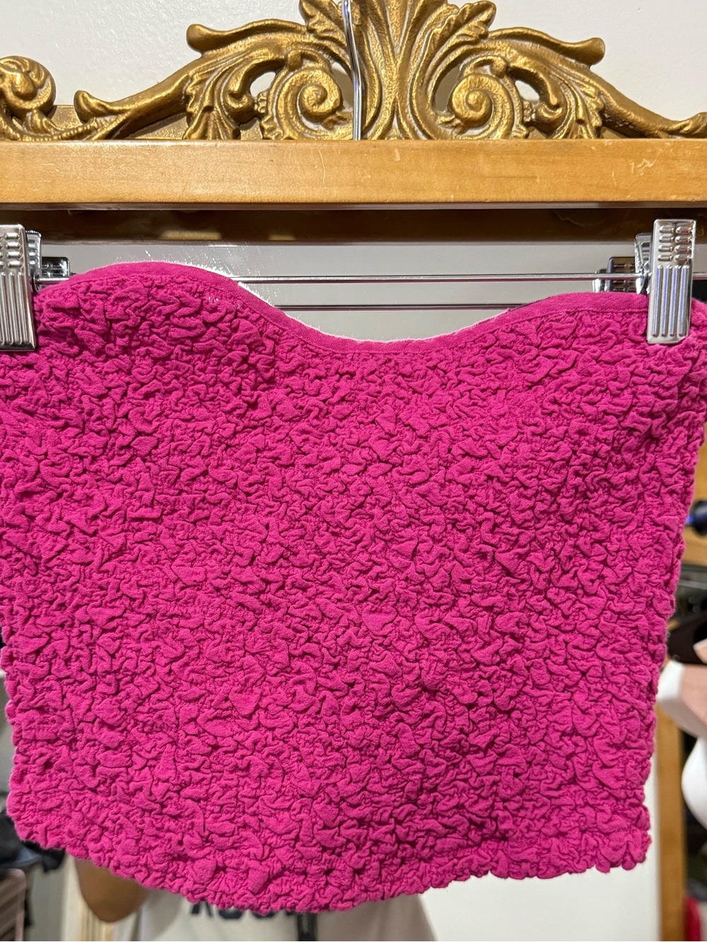 Free People Ruching Strapless Crop Top - Hot Pink